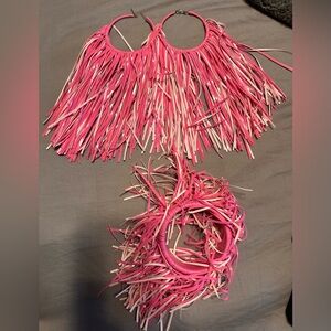 Sassy Jones Pink Fringe Earrings and Bracelet